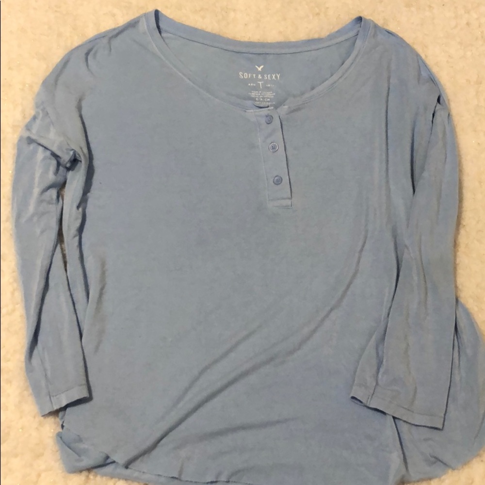 Blue 3/4 Sleeve Length Shirt